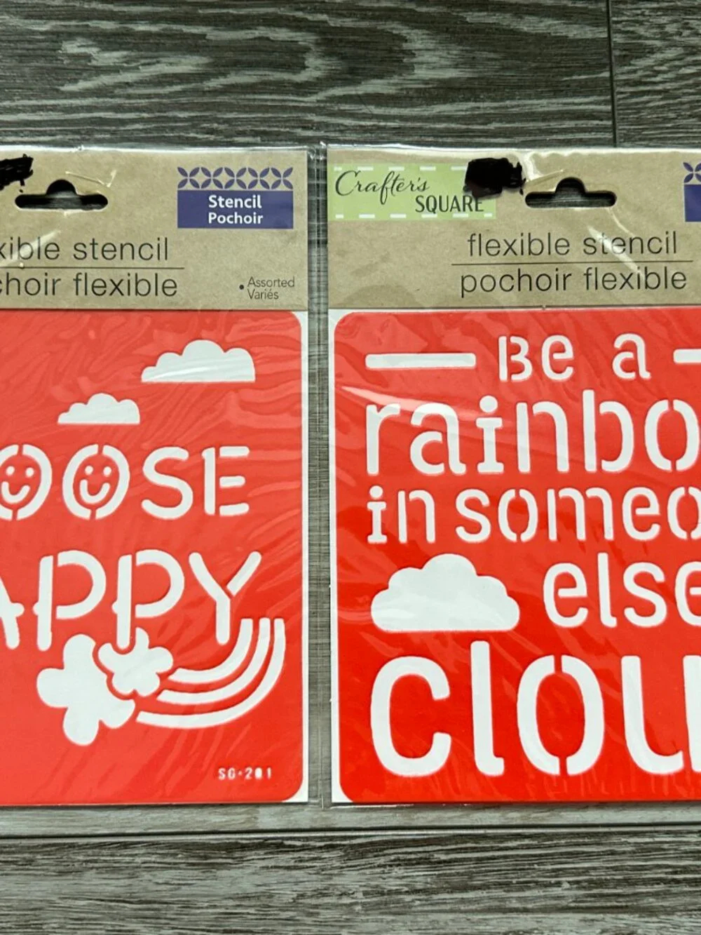 NWT Lot of 2 Flexible Stencils Choose Happy Be a Rainbow in Someone Else's Cloud
